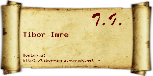 Tibor Imre névjegykártya